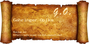 Gehringer Opika névjegykártya